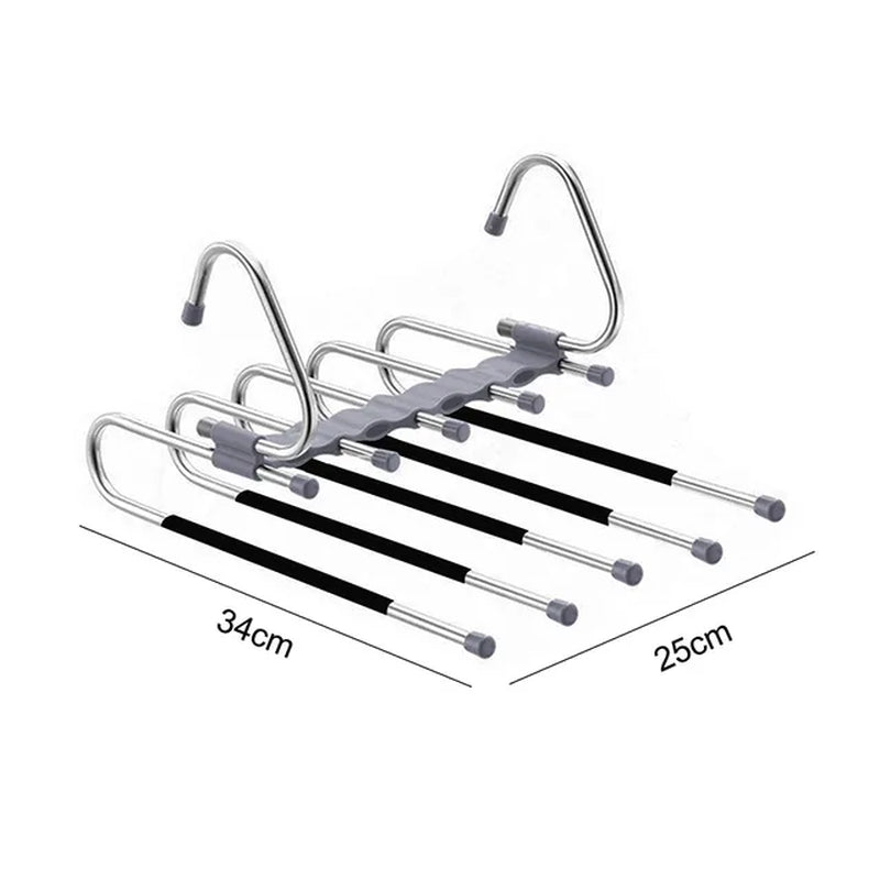 5 in 1 Pant Hanger for Clothes Organizer Multifunction Shelves Closet Storage Organizer Stainless Steel Magic Trouser Hangers