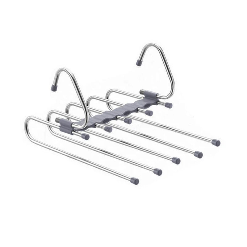 5 in 1 Pant Hanger for Clothes Organizer Multifunction Shelves Closet Storage Organizer Stainless Steel Magic Trouser Hangers