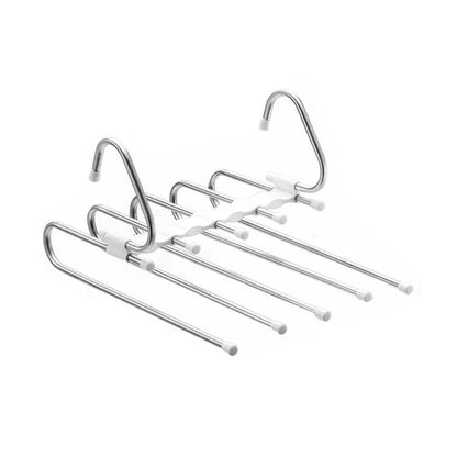 5 in 1 Pant Hanger for Clothes Organizer Multifunction Shelves Closet Storage Organizer Stainless Steel Magic Trouser Hangers