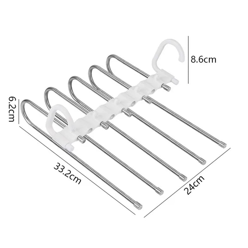 5 in 1 Pant Hanger for Clothes Organizer Multifunction Shelves Closet Storage Organizer Stainless Steel Magic Trouser Hangers